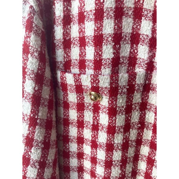 Miu Miu Red & White Checkered Button-Up Jacket With Pockets Made In Italy Wool B - Picture 4 of 9